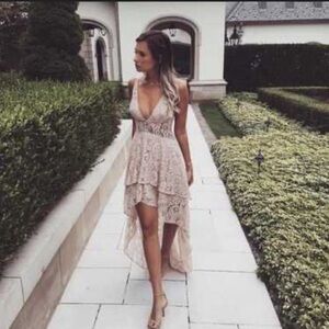 Elegant Lace High-Low Dress